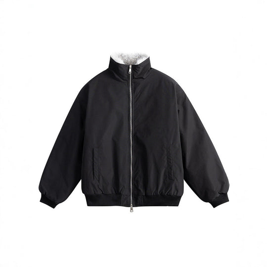 Damen Kurze Boxy-Steppjacke mit hohem Schalkragen, Teddykragen und elastischen Rippbündchen Shop Nory