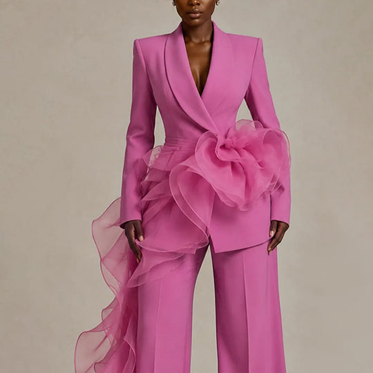 Damen Eleganter Anzug mit asymmetrischem Volant Shop Nory