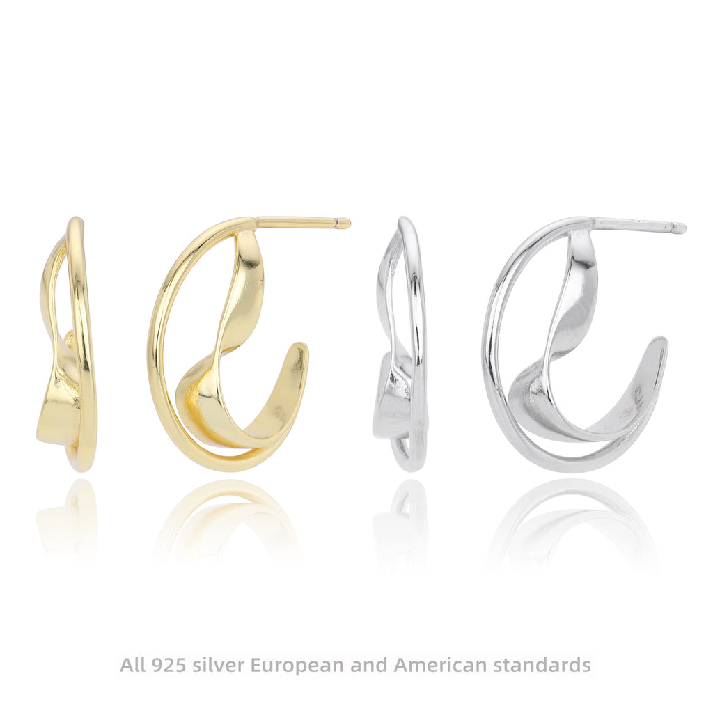 Damen Ohrhänger aus hochwertigem 925 Sterling Silber mit modernem geschwungenem Design Shop Nory