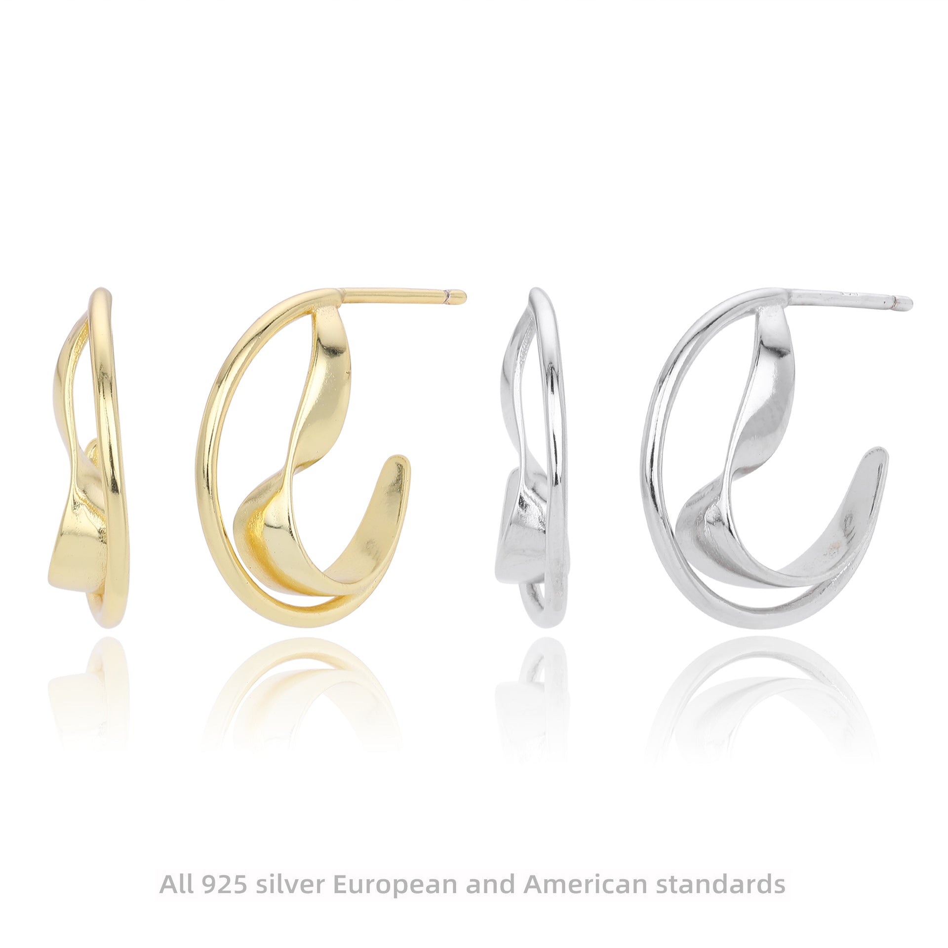 Damen Ohrhänger aus hochwertigem 925 Sterling Silber mit modernem geschwungenem Design Shop Nory