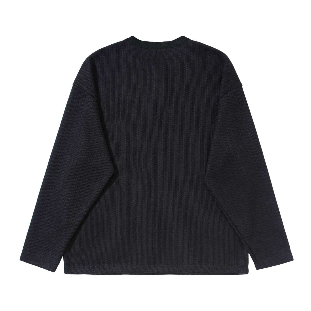 Unisex Strukturierter Waffel-Henleyshirt mit geradem Saum und Oversize-Silhouette Shop Nory