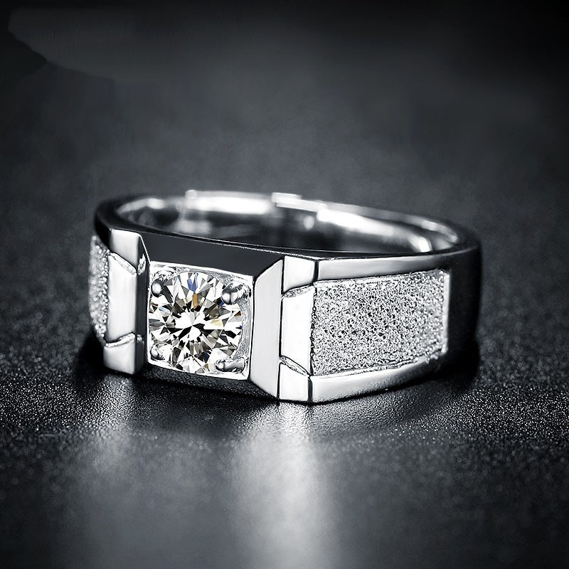 Herrenring mit quadratischem Zirkonia und strukturiertem Design Shop Nory