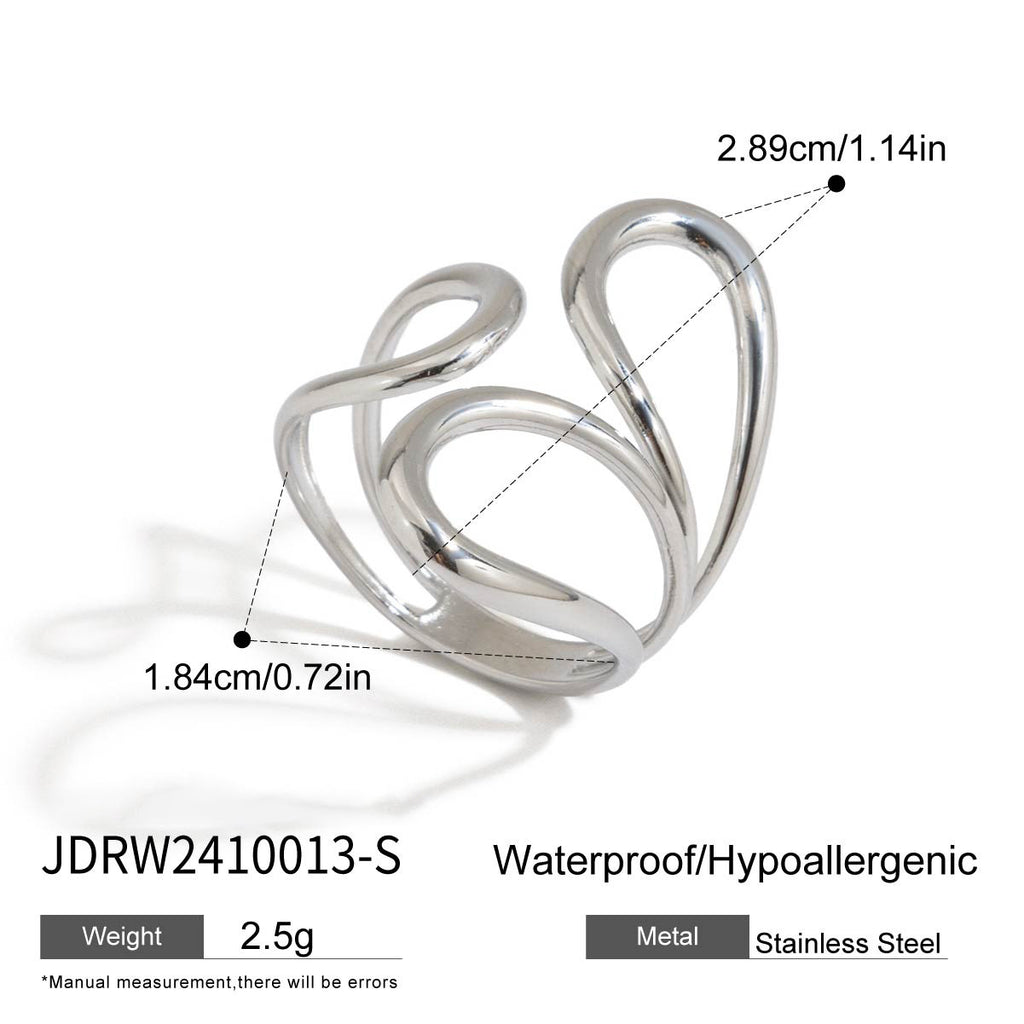 Damen Offener Ring mit elegantem Wellen-Design aus hypoallergenem Edelstahl Shop Nory