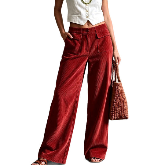 Damen Weite Cord-Palazzohose mit hoher Taille und aufgesetzten Pattentaschen Shop Nory