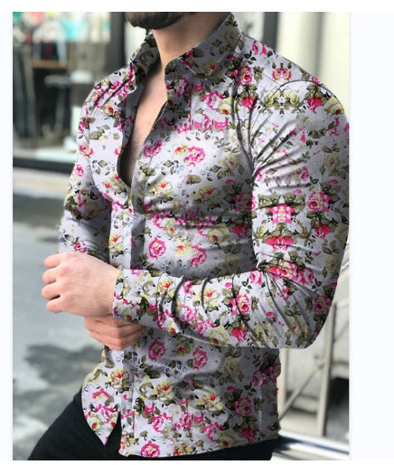Herren figurbetontes Langarmhemd mit feinem Ornamentmuster und stretch Baumwollmischung Shop Nory