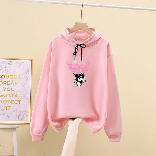 Damen nan Kapuzenpullover mit Gothic‑Kawaii Print, Oversize‑Schnitt und weichem Fleeceinnenfutter Shop Nory