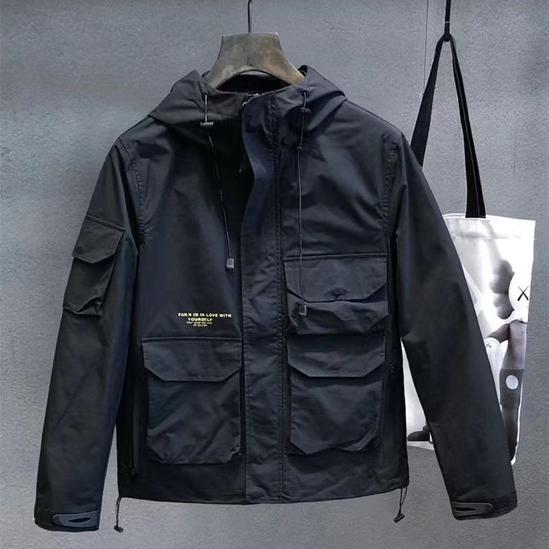 Herren Utility-Outdoorjacke mit Kapuze, Mehrfach-Taschenfront und verstellbarem Saum Shop Nory