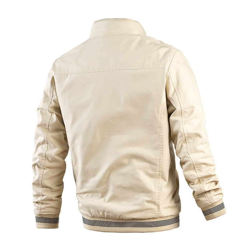 Herren Leichter Canvas-Bomber mit gestreiften Rippbündchen und Stehkragen Shop Nory