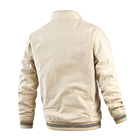 Herren Leichter Canvas-Bomber mit gestreiften Rippbündchen und Stehkragen Shop Nory