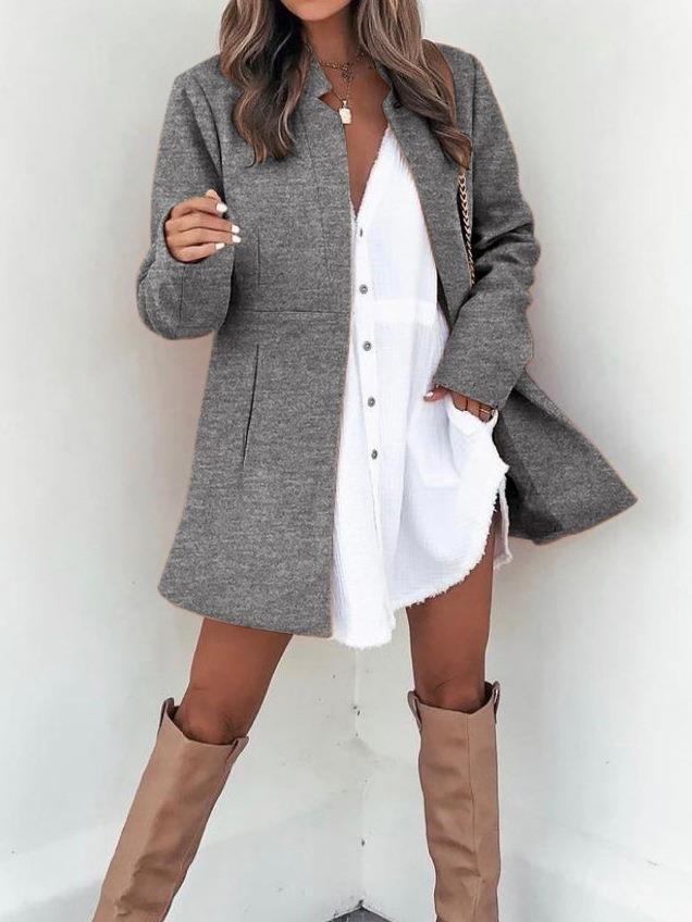 Damen Longline Blazermantel mit taillierter Teilungsnaht und cleanem V‑Ausschnitt Shop Nory