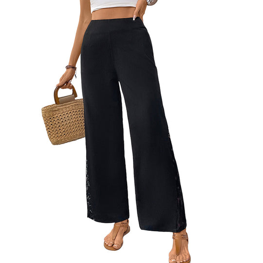 Damen High-Waist Palazzo-Hose aus Crêpe mit seitlichem Spitzeneinsatz Shop Nory