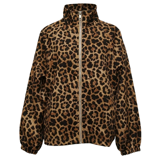 Damen Lockere Bomberjacke im Animal-Print mit Stehkragen und elastischen Bündchen Shop Nory