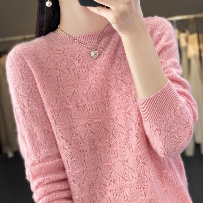 Damen Kuscheliger Feinstrickpullover mit Ajour-Diamantmuster und weiter Passform Shop Nory