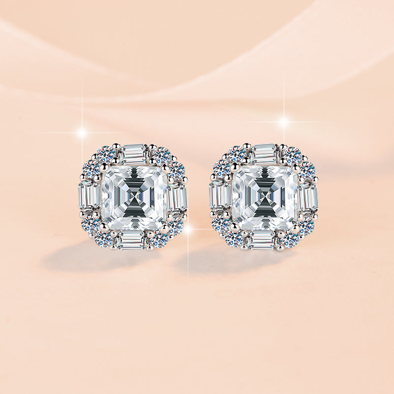 Damen elegante und funkelnde Ohrringe mit rechteckigem Schliff Shop Nory