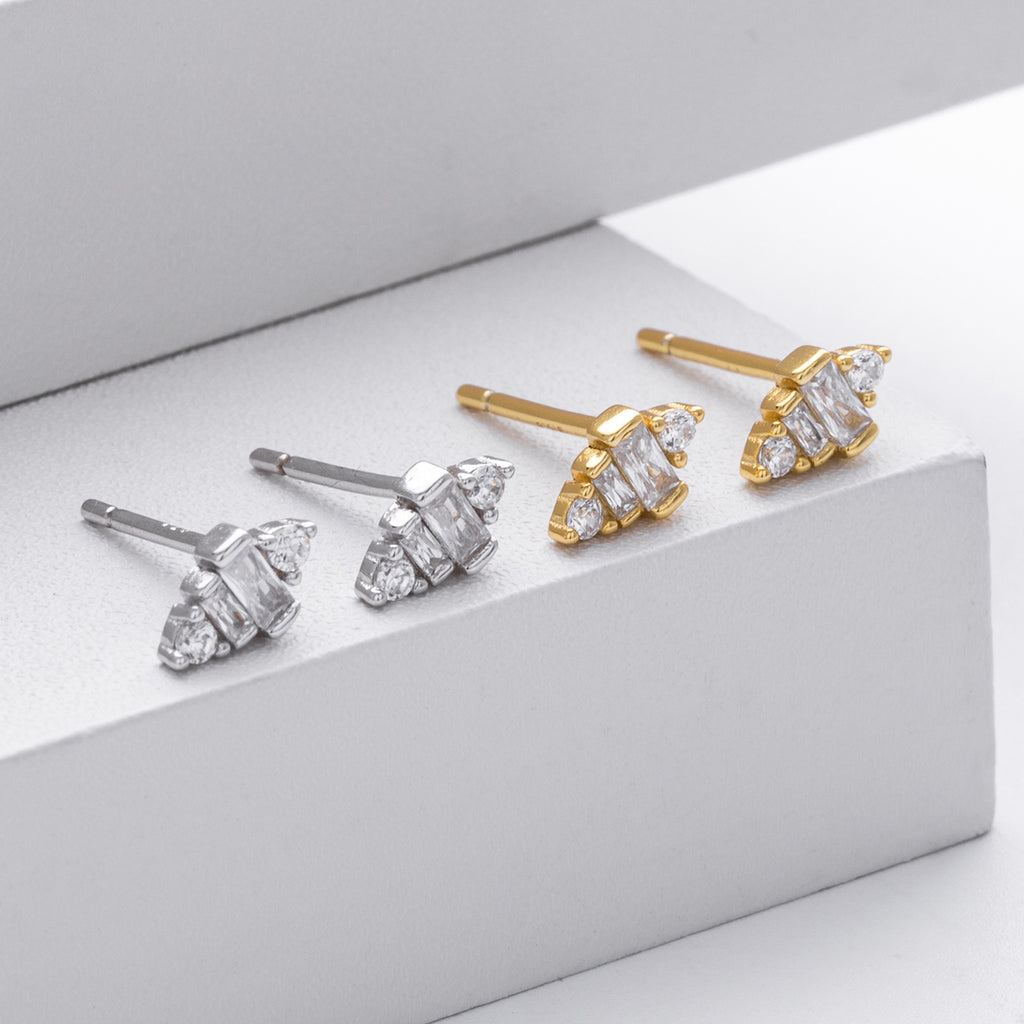 Damen Ohrstecker mit elegantem Zirkonbesatz aus hochwertigem 925 Sterling Silber Shop Nory