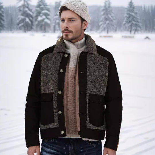 Herren Overshirt-Jacke mit Teddyfutter, aufgesetzten Pattentaschen und Knopfleiste Shop Nory