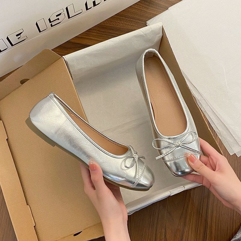 Damen Ballerina-Slipper mit quadratischer Zehenbox, weichem Komfortfußbett und Zierschleife Shop Nory