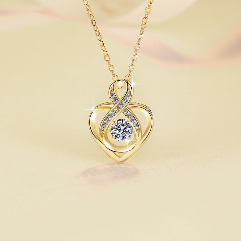 Damen elegante Halskette mit herzförmigem Anhänger und funkelnden Kristallen Shop Nory