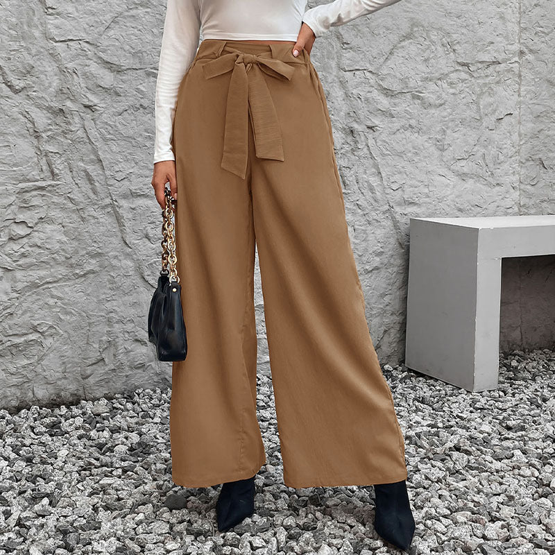 Damen Weite High-Waist-Hose mit Paperbag-Bund und Bindegürtel Shop Nory