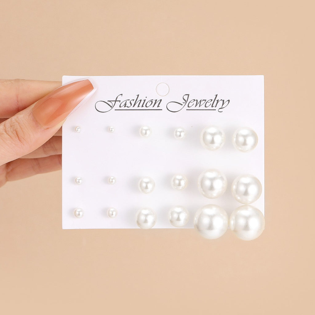 Damen Ohrringe-Set mit verschiedenen Größen und glänzenden Perlen Shop Nory