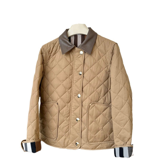 Damen Modische Steppjacke mit eleganter Lederkragen Shop Nory