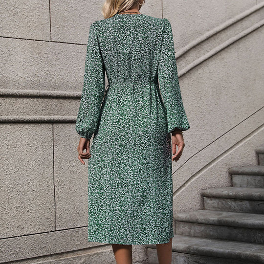 Damen Florales Wickel-Midikleid mit asymmetrischer Knopfleiste und geraffter Taille Shop Nory
