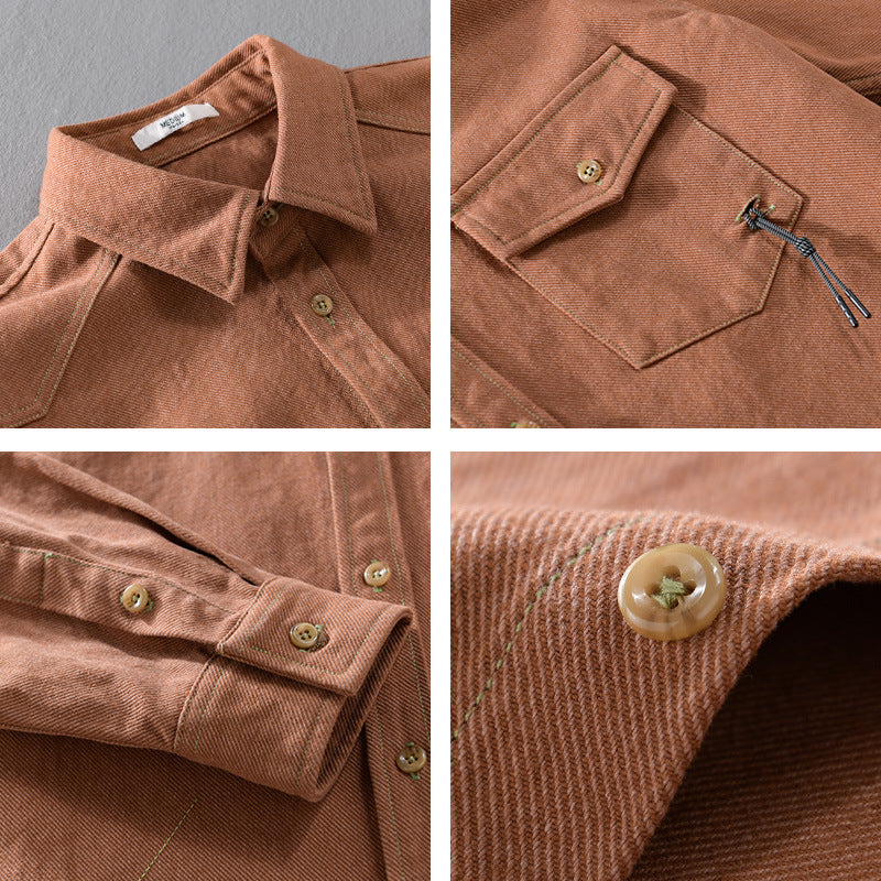 Herren Relaxed-Overshirt aus Baumwoll-Twill mit aufgesetzter Brusttasche Shop Nory