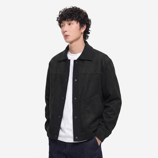 Herren Overshirt-Jacke im Wildlederlook mit Rippkragen und Druckknopfleiste Shop Nory