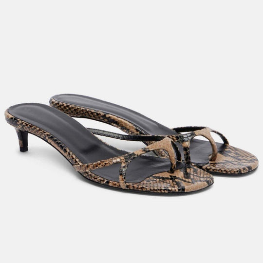 Damen Zehentrenner-Sandalen mit modischem Schlangenleder-Design und elegantem Absatz
