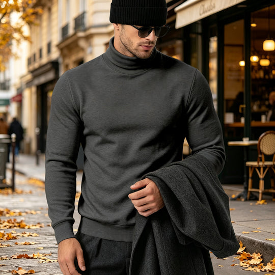 Herren Eleganter Baumwoll-Mix Rollkragenpullover Slim Fit Shop Nory