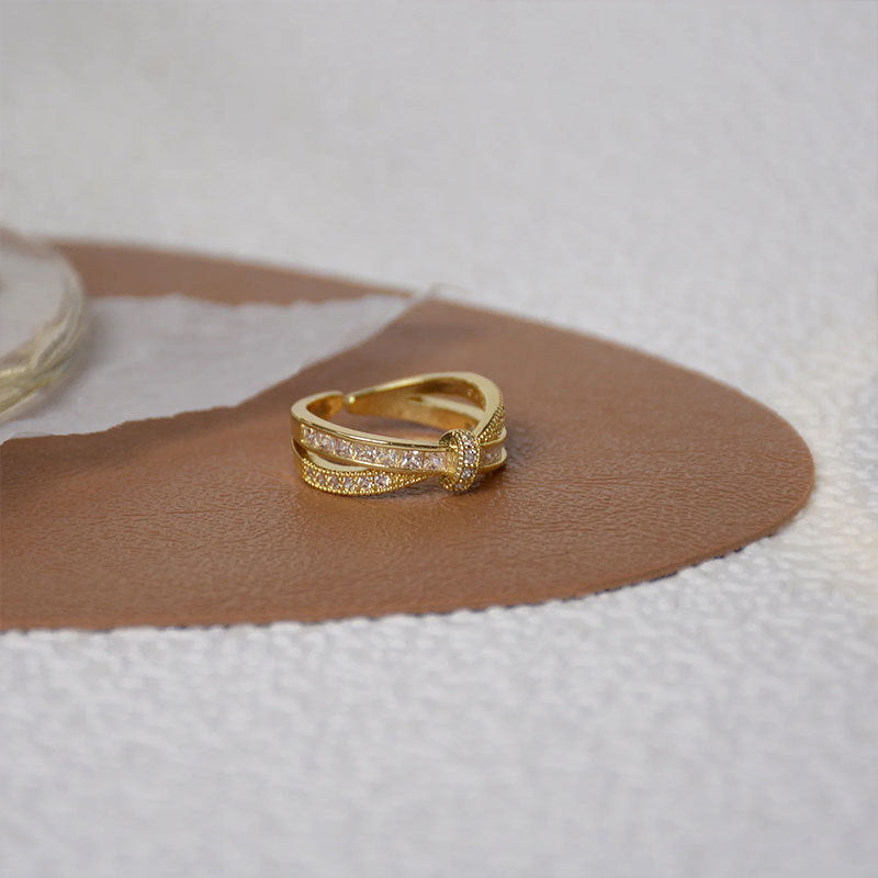 Damen Offener Ring mit funkelndem Kristallbesatz Shop Nory