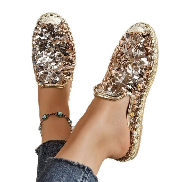 Damen Glitzernde Espadrilles mit bequemer Einlegesohle