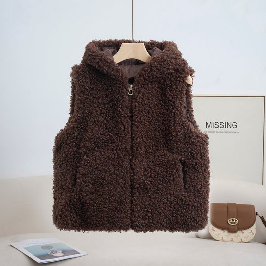Damen nan kuschelige Teddyweste mit Kapuze und Reißverschluss Shop Nory