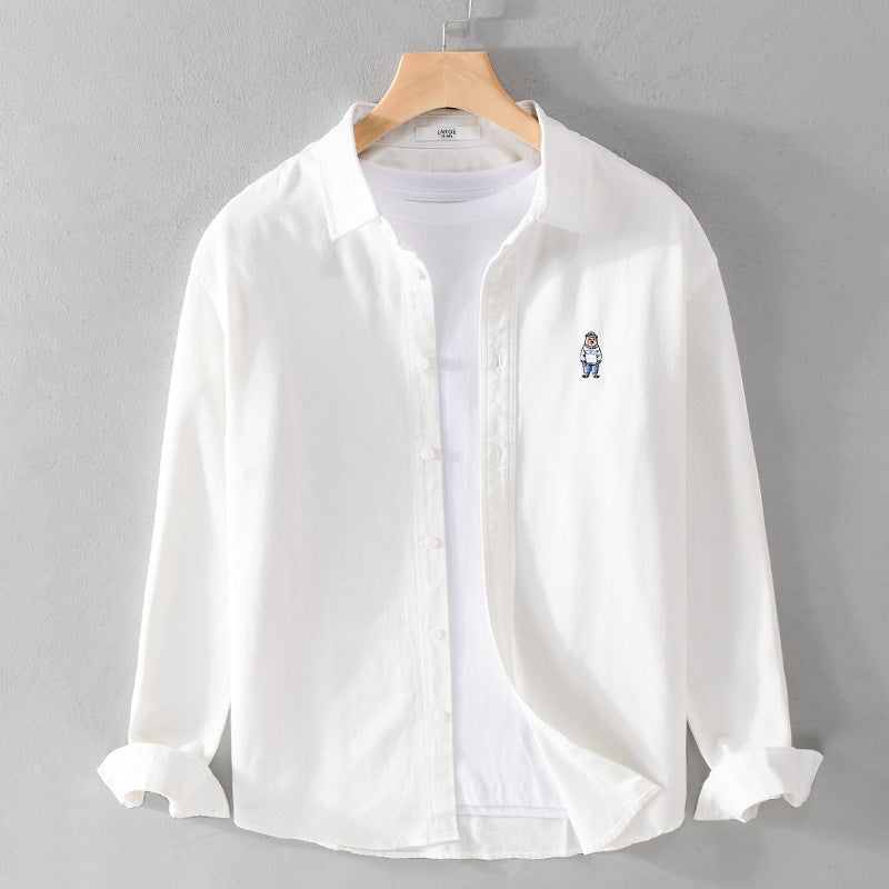 Herren Leichtes Hemd-Overshirt aus Baumwolltwill mit kleiner Figurenstickerei und kastigem Schnitt Shop Nory