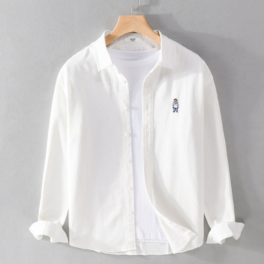 Herren Leichtes Hemd-Overshirt aus Baumwolltwill mit kleiner Figurenstickerei und kastigem Schnitt Shop Nory