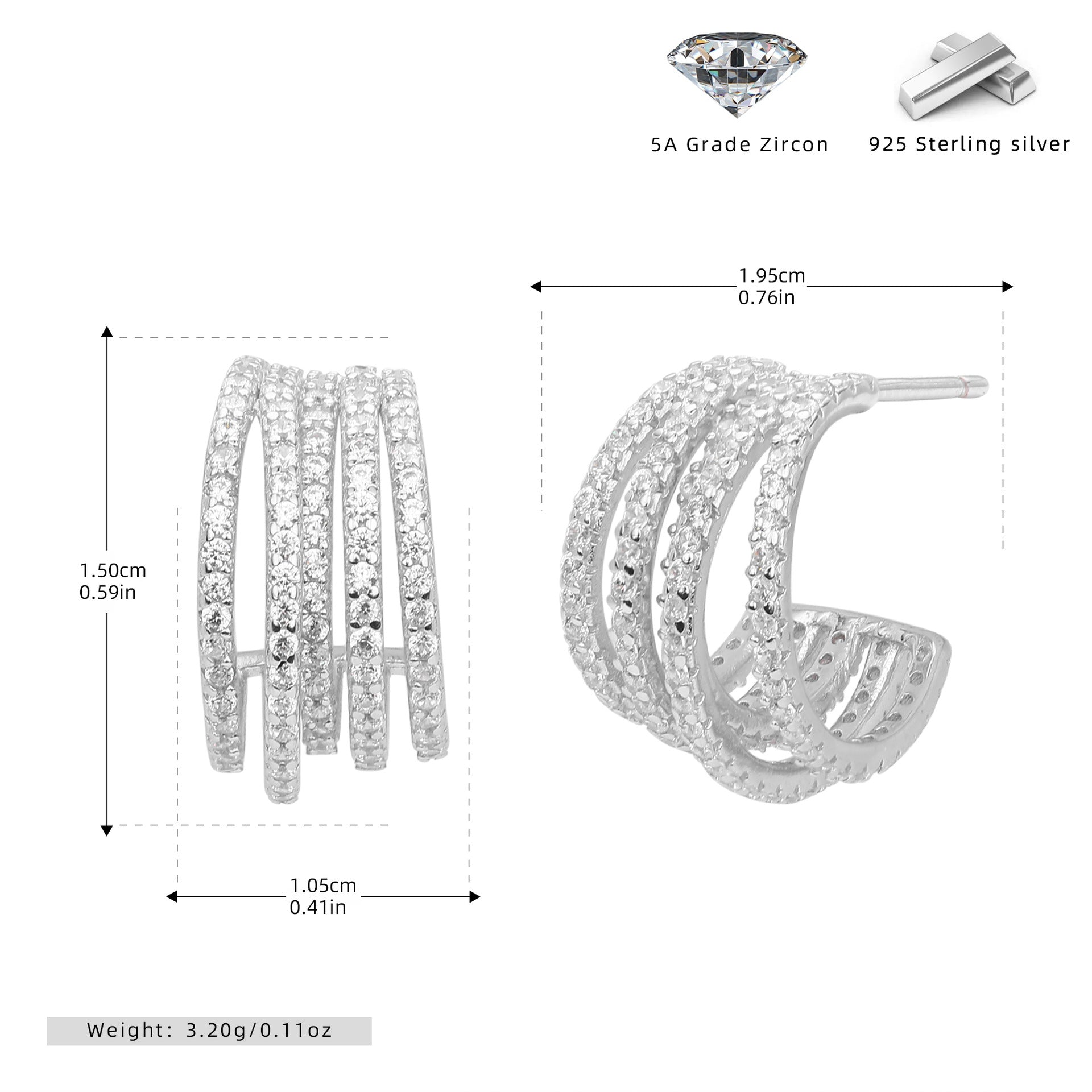 Damen Creolen mit luxuriösen Zirkon-Details und hochwertigem 925 Sterling Silber Shop Nory