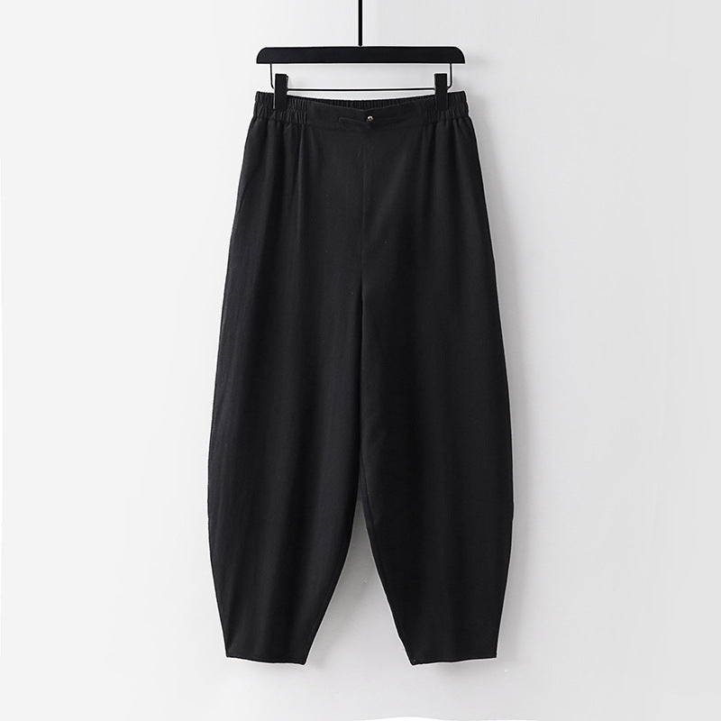 Damen Leichte Leinen-Haremshose mit elastischem Bund und schmal zulaufenden Knöcheln Shop Nory