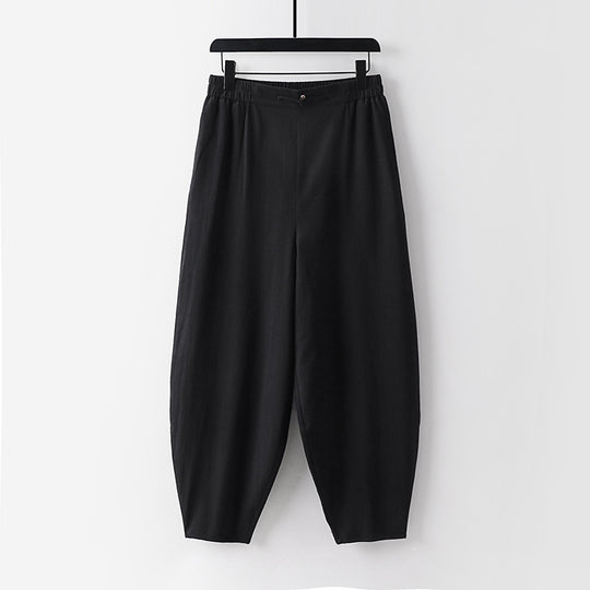 Damen Leichte Leinen-Haremshose mit elastischem Bund und schmal zulaufenden Knöcheln Shop Nory