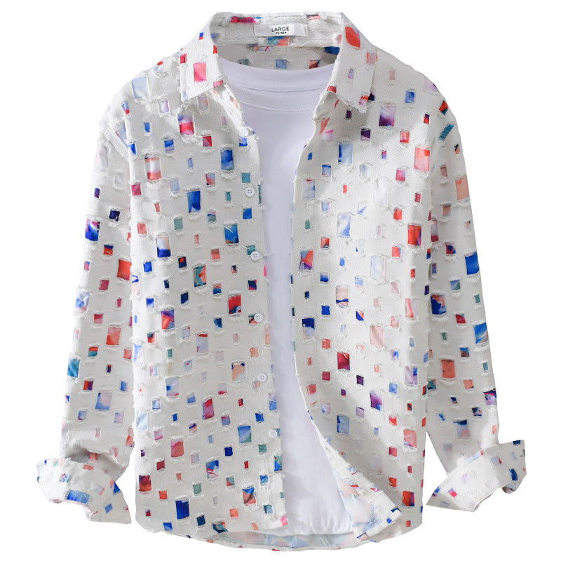 Unisex Leichtes Strukturhemd mit quadratischen Cut-Outs und Oversize-Schnitt Shop Nory