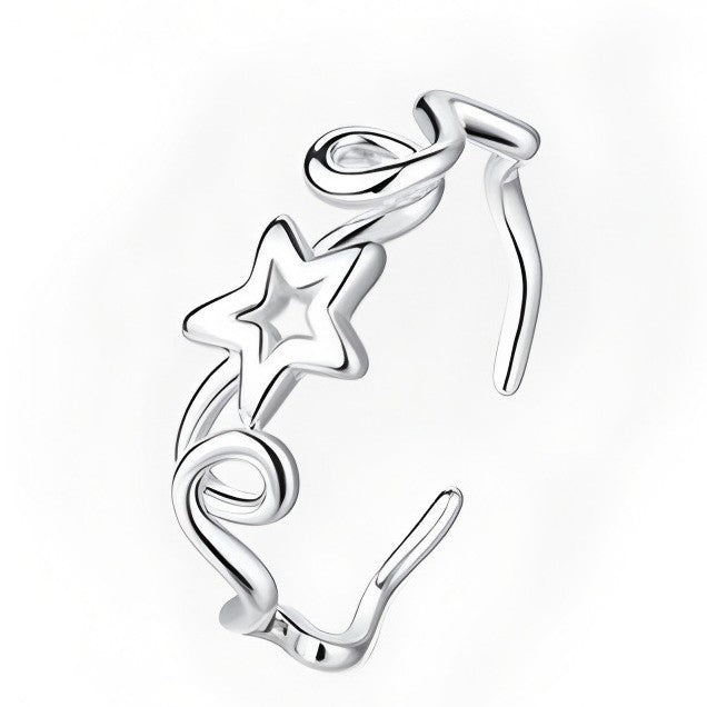 Damen eleganter geschwungener Ring mit Sternenmotiven Shop Nory