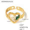 Damenring mit Herzdesign und eingelegten Blumen Shop Nory