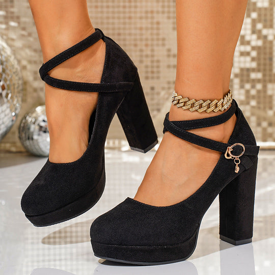 Damen Plateau-Pumps mit geflochtenem Riemen