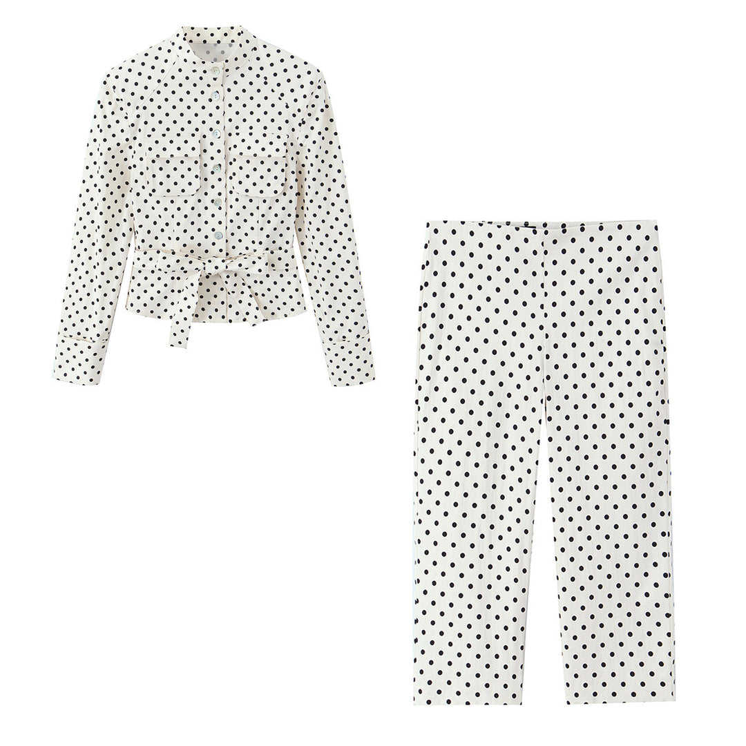 Damen Cropped-Palazzohose mit hoher Taille, weitem Bein und Punktemuster Shop Nory