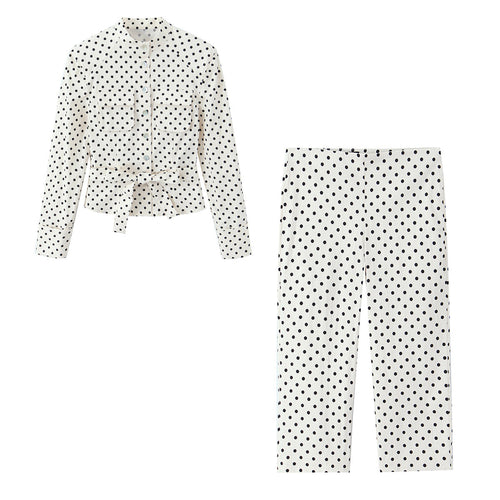 Damen Cropped-Palazzohose mit hoher Taille, weitem Bein und Punktemuster Shop Nory