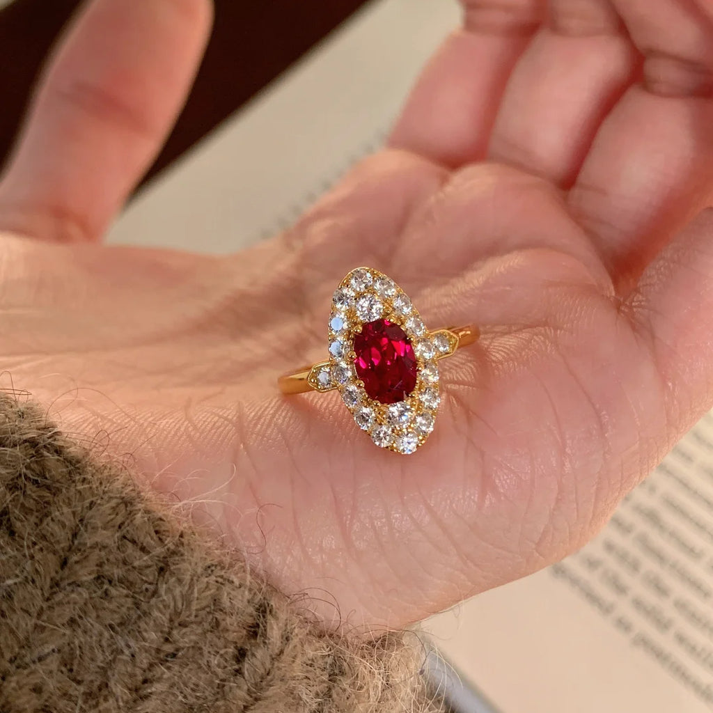 Damenring mit rotem Stein Shop Nory