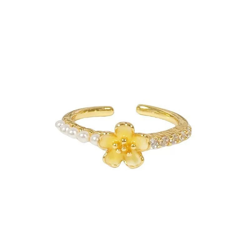 Damen Ring mit floralen Ziersteinen und funkelndem Design Shop Nory