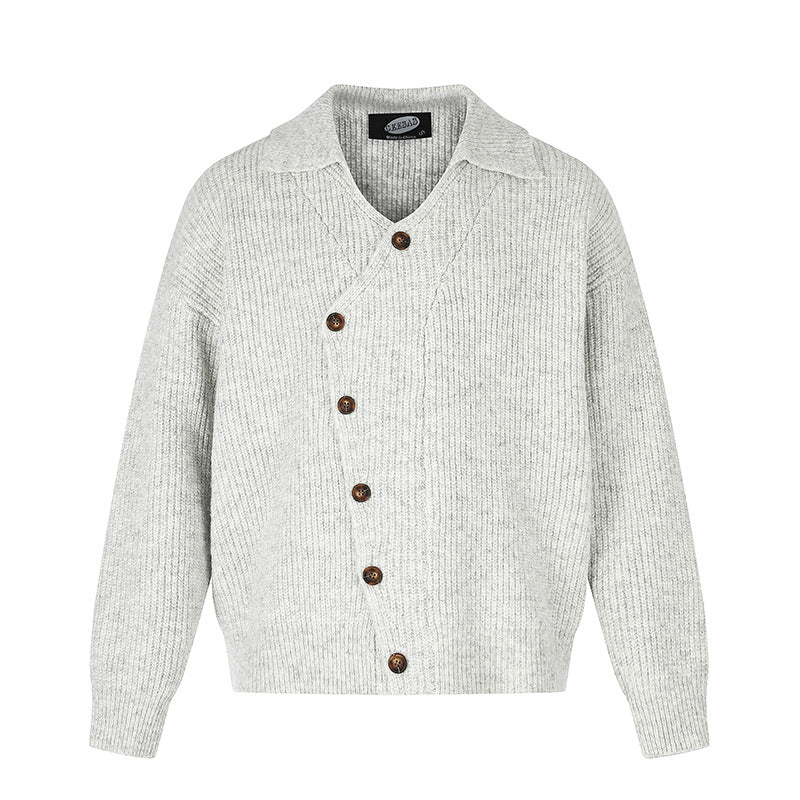 Damen Oversize Strickjacke mit asymmetrischer Knopfleiste und Hemdkragen Shop Nory