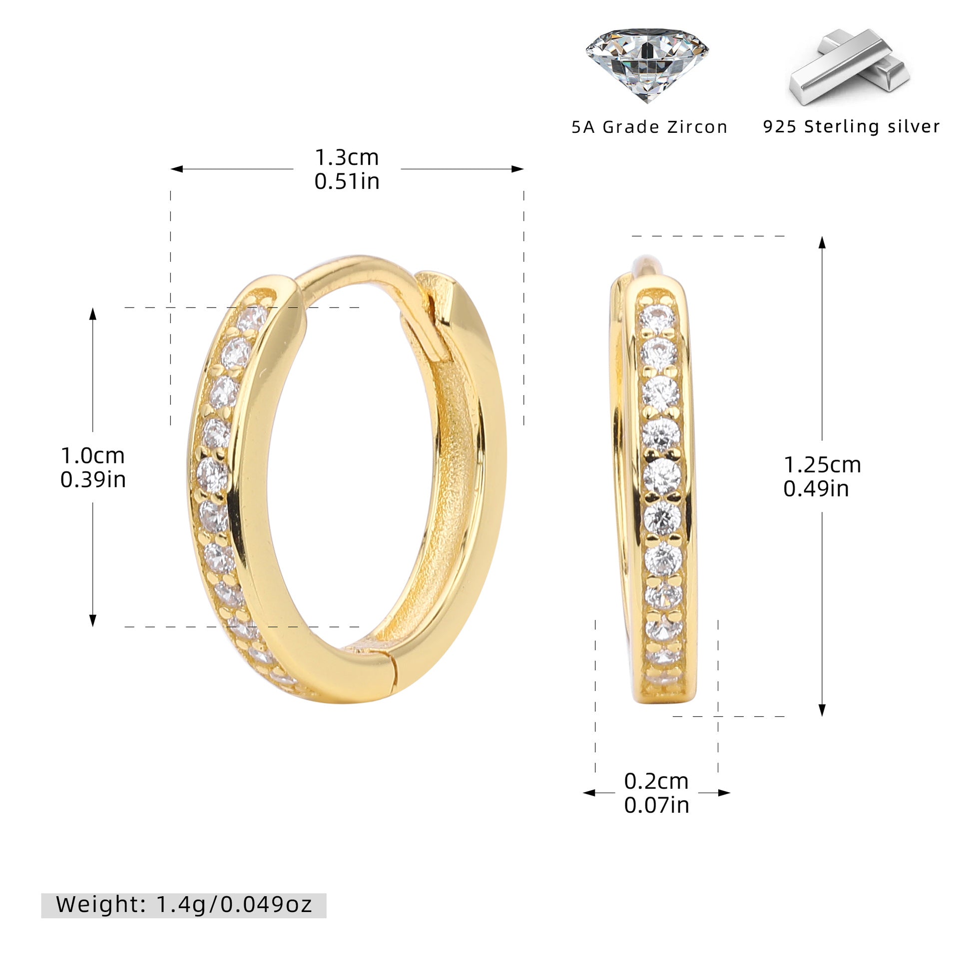Damen Ohrcreolen aus hochwertigem 925 Sterlingsilber mit funkelndem Zirkonbesatz Shop Nory
