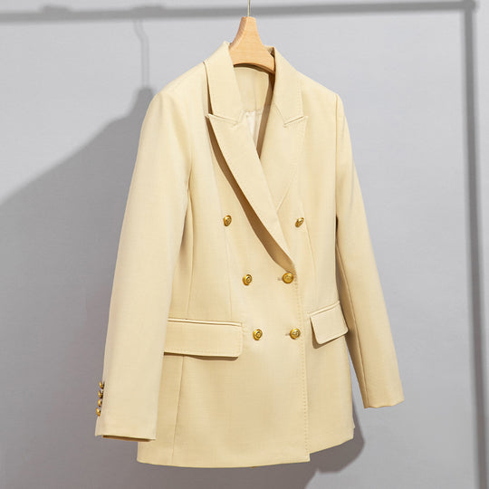 Damen Doppelreihiger Tailoring-Blazer mit Goldknöpfen und figurformenden Abnähern Shop Nory