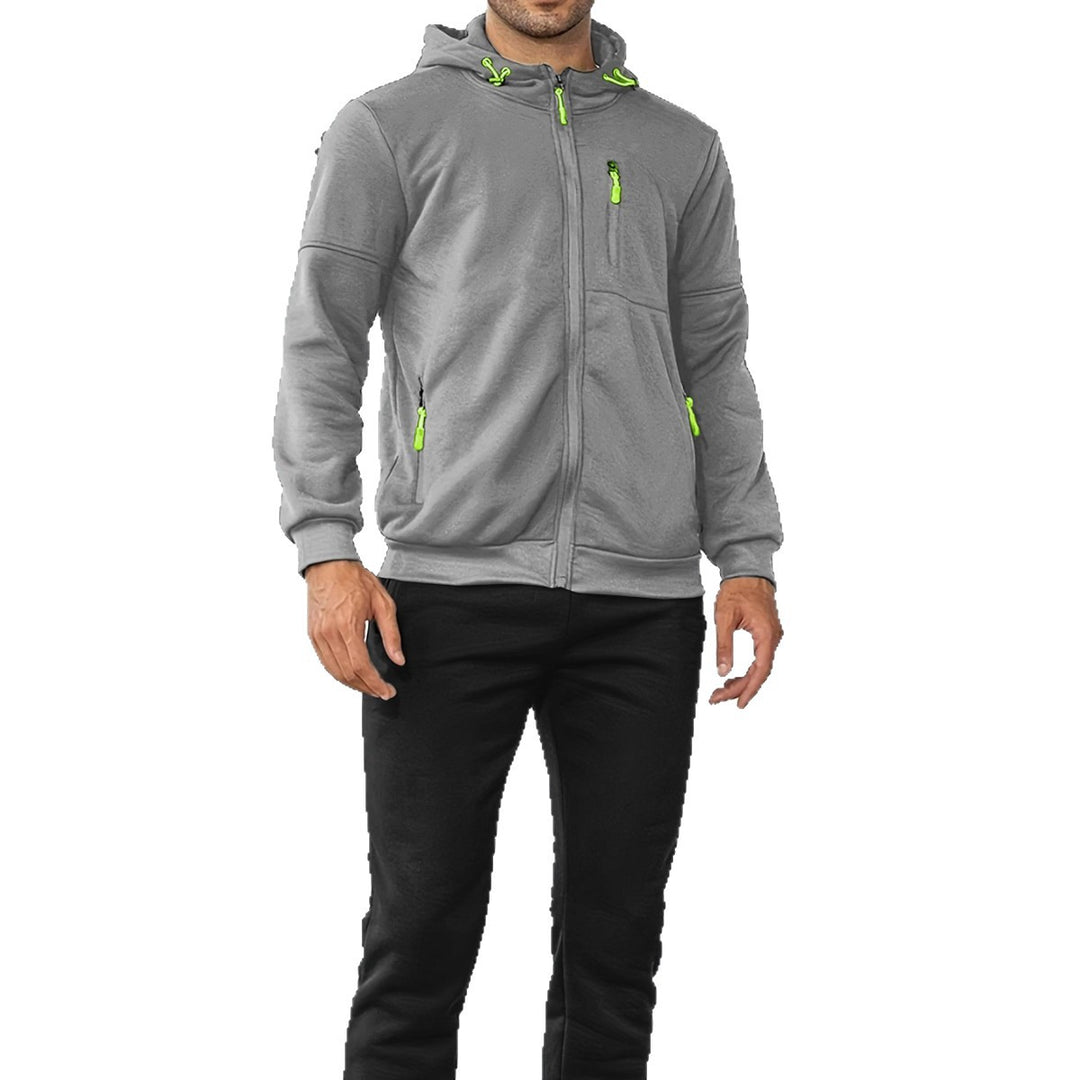 Herren technische Kapuzenjacke mit durchgehendem Frontreißverschluss, Brusttasche mit Reißverschluss und elastischen Bündchen Shop Nory